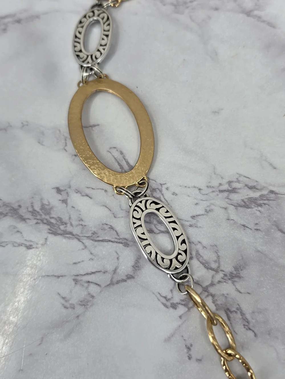 Brighton Vintage Gold and Silver Toned Oval Chain Waist Belt